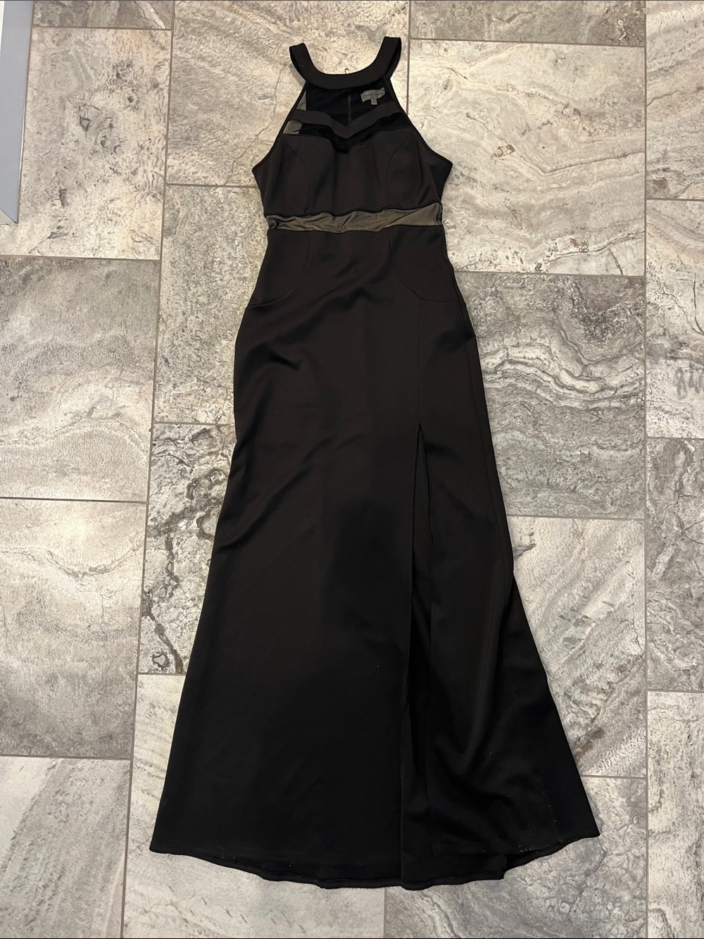 Emerald Sundae Black Maxi Dress with Mesh Cutouts